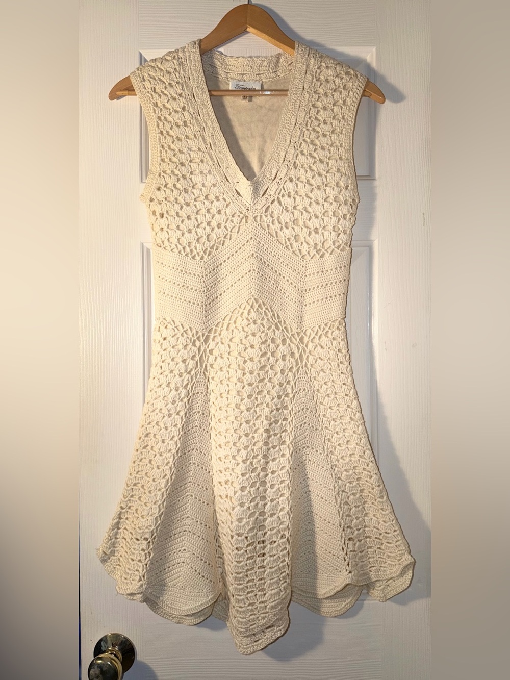 Temperley London Ivory Crochet Knit Fit Flare Dress US 6 UK 10 Boho Designer